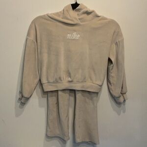 Nike Kids Tan Velour Hoodie and Bottom set. Size 4-5